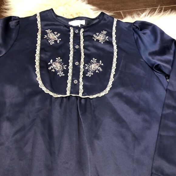 Carole Hochman navy blue night gown sz small - Picture 2 of 7